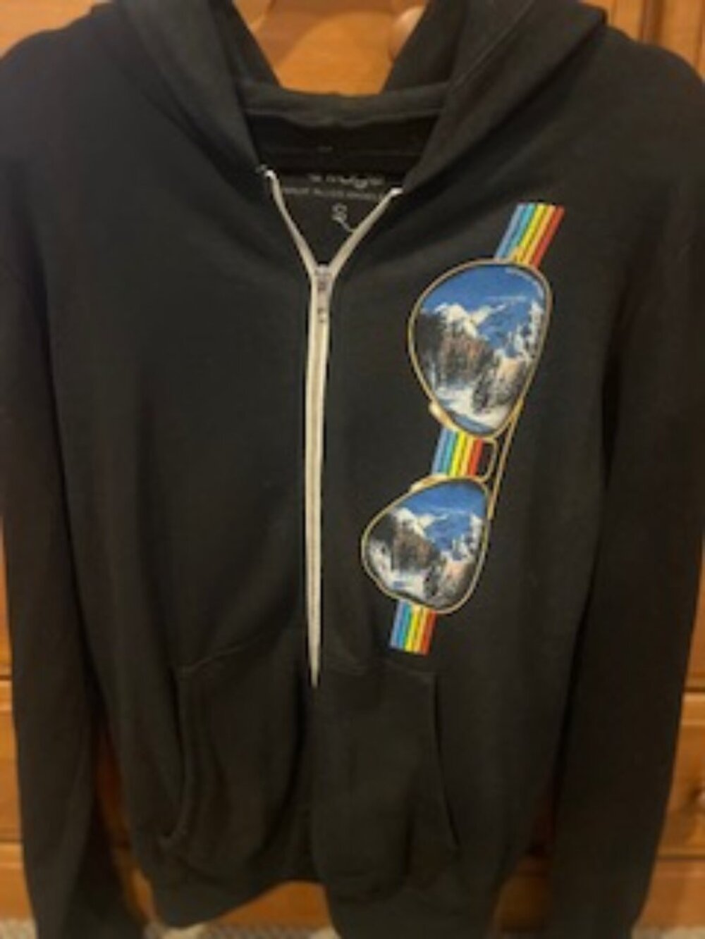 California Vintage Black Zip Up Hoodie - Size Small